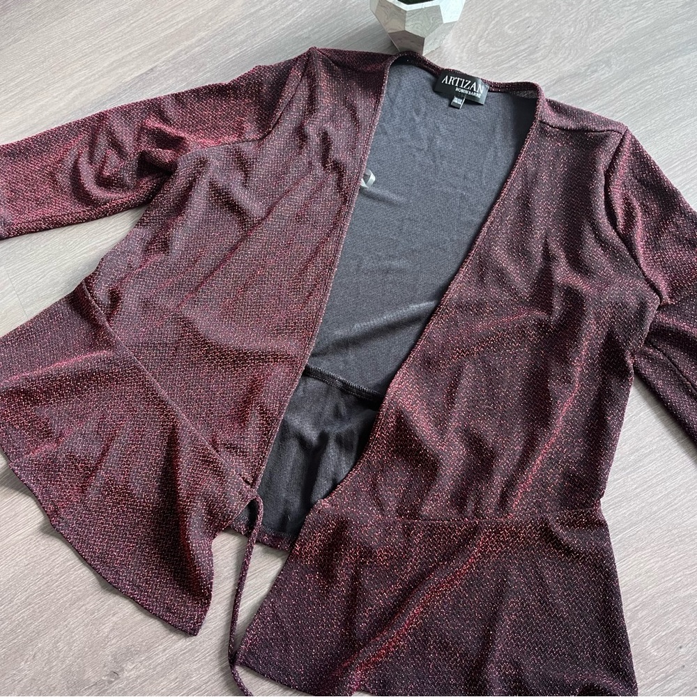 ARTIZAN ROBIN BARRE Red & Black Glitter Jacket - Picture 4 of 14